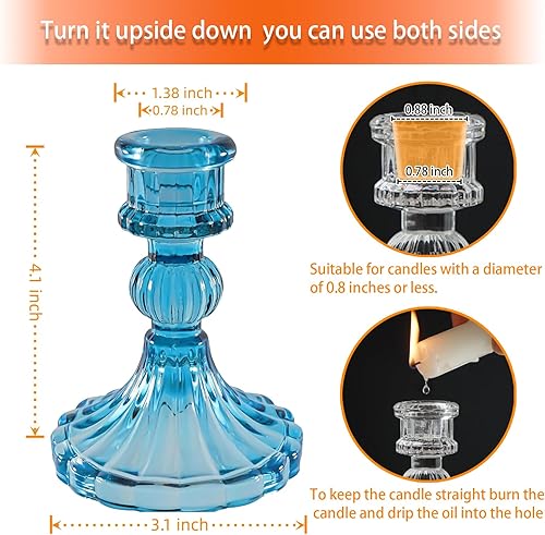 Miniatura 3 de Portavelas de cristal, candelabros cónicos a rayas, juego de 6 candelabros para centros de mesa, decoración del hogar, bodas, festivales y fiestas