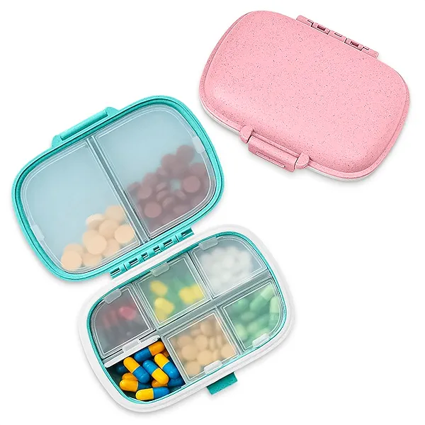2Pcs Travel Pill Organizer Small Pill Case - Weekly Pill Organizer Small Pill Container Travel Pill Case Pill Box Organizer Purse Pill Case - Pill Sorter Travel Pill Box for Purse Small Pill Box