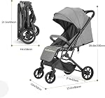 Travel Stroller, Lightweight Compact Baby Stroller for Airplane with One-Hand Fold, Multi-Position Recline, Canopy, 4 Wheel Suspension, Storage Basket