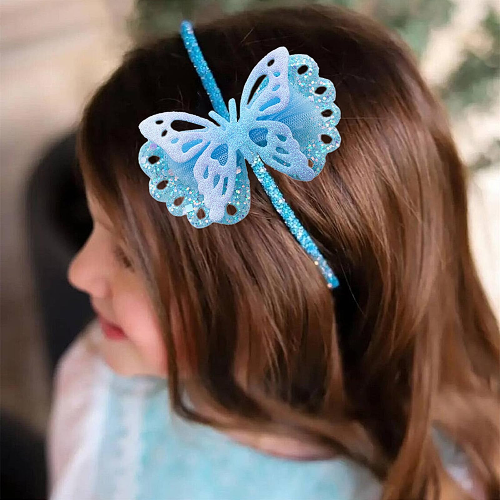 Elegant Dark Wash Denim Headband with Beaded & Jeweled Butterfly Denim Headbands | Blue Jean Headbands | Twine and Love main image 2
