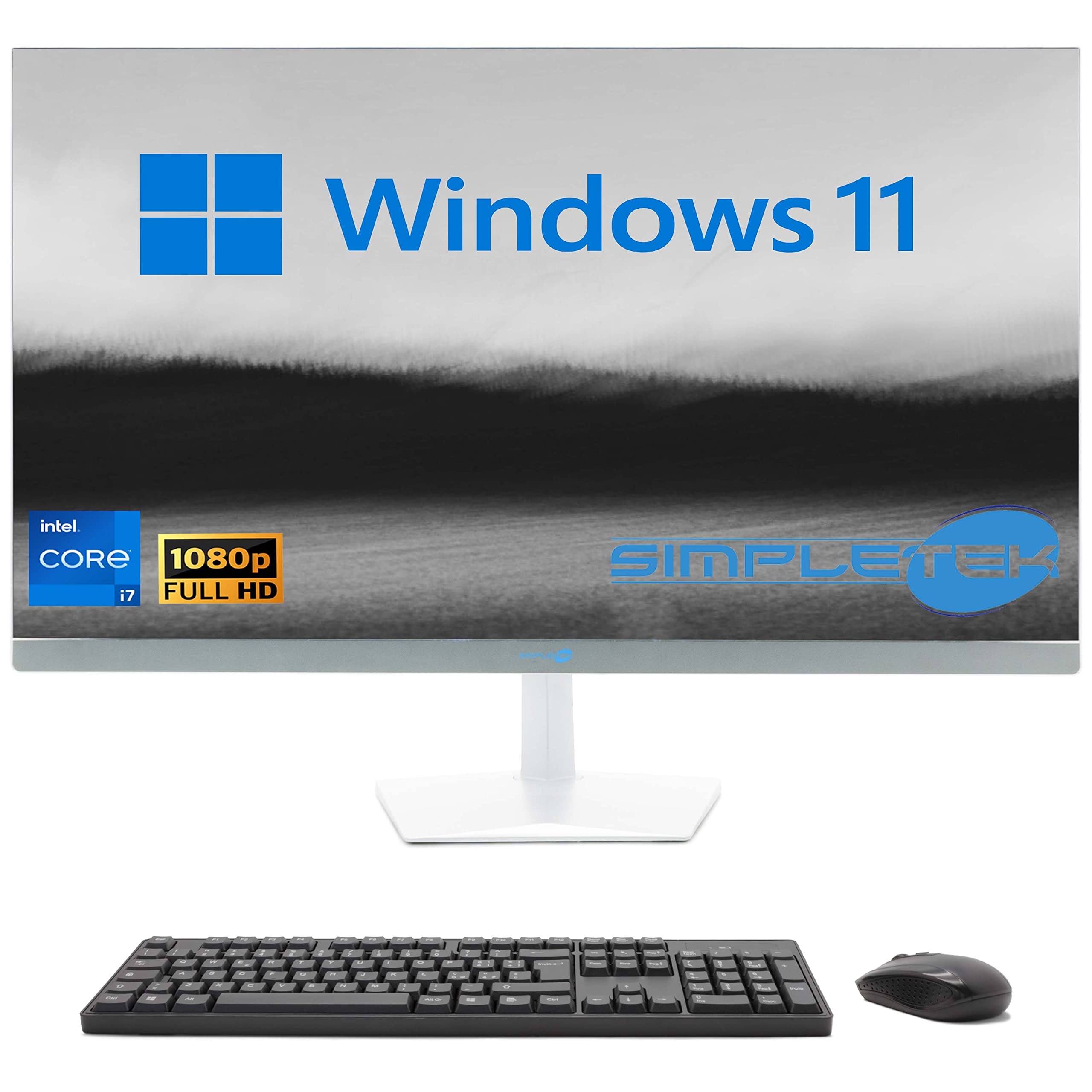 SIMPLETEK - PC All in One 24" FHD Core i7 Fino a 3.60GHz Windows 11 | 16GB RAM SSD 960GB | Webcam Integrata HDMI - Mouse e Tastiera inclusi