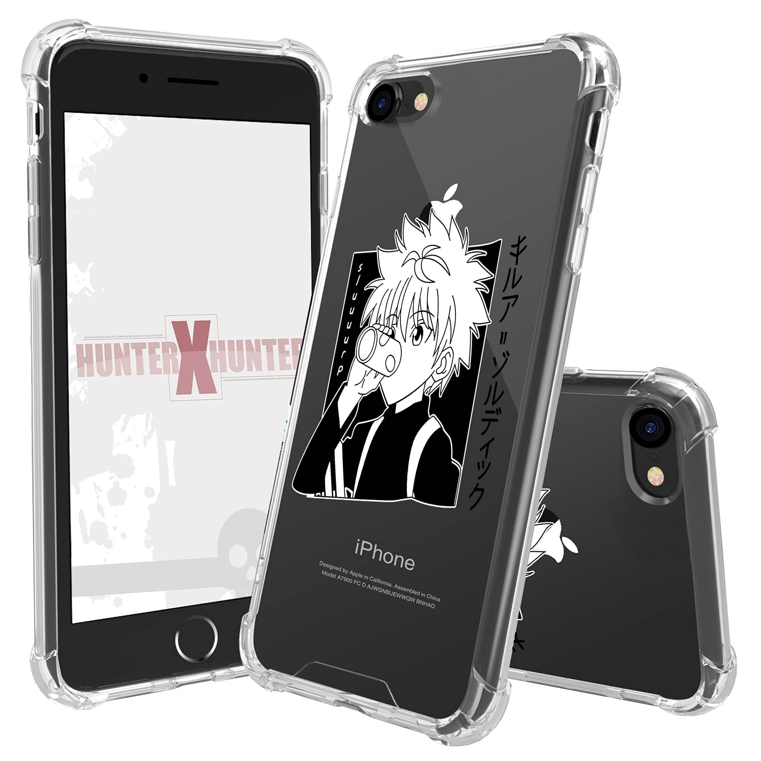 Oqplog Killua TPU Case for iPhone SE 2022/2020/7/8 Girly Anime Clear Cute Character Cases for Girls Kids Boys Women Teens, Kawaii Fun Soft Cool Trendy Fun Funny Cover for iPhone SE 2022/2020/7/8