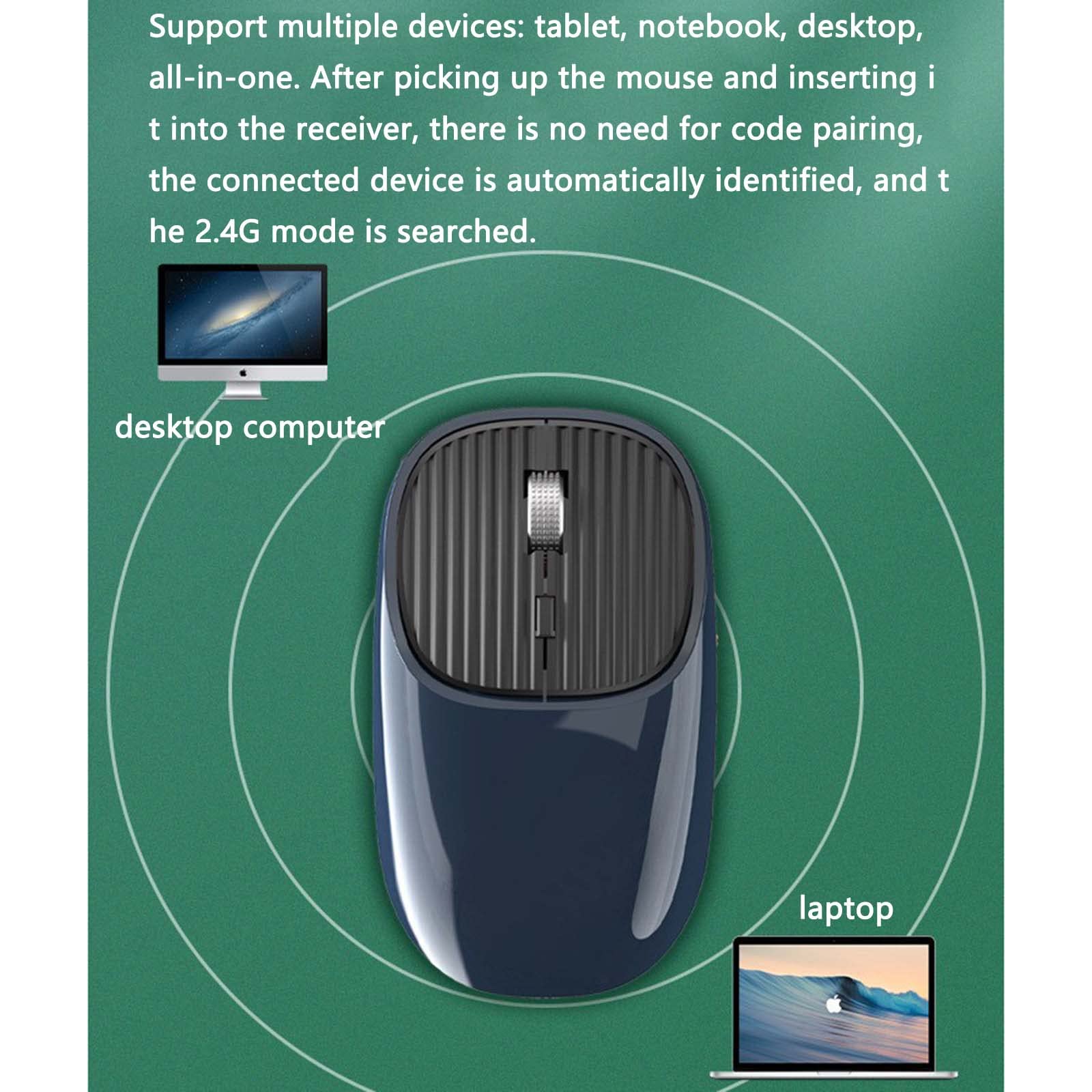 JUSHZ Bezprzewodowa mysz komputerowa do laptopa USB do gier ładowalna ergonomiczna mysz wskazująca urządzenie fotoelektryczny typ c 2,4 G przycisk wyciszenia Plug and Play (106,5 x 62,4 x 33,6 mm, czerwona)