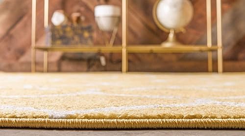 Miniatura 4 de Unique Loom - Alfombra redondeada de la colección Trellis Frieze (3pies 3pulgadas x 5pies 3pulgadas, color amarillomarfil)