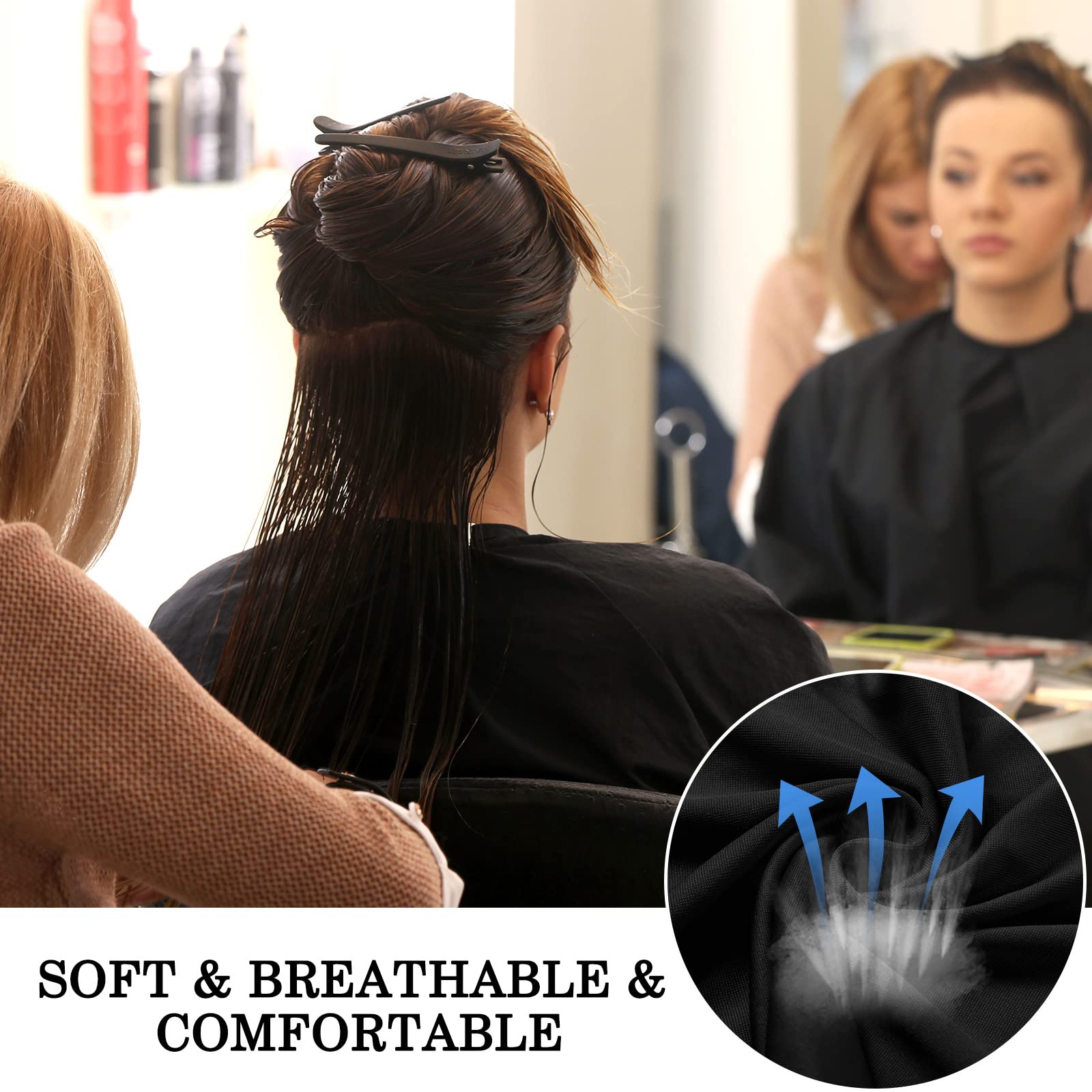 Wesiti Kurzer Make-up-Umhang für Damen und Herren, schwarz, wasserdicht, Nylon, Haarschneideumhang, Salon-Haarschürze, Bart, Shorty-Kittel für Kunden, leicht, kurzes Make-up-Lätzchen für