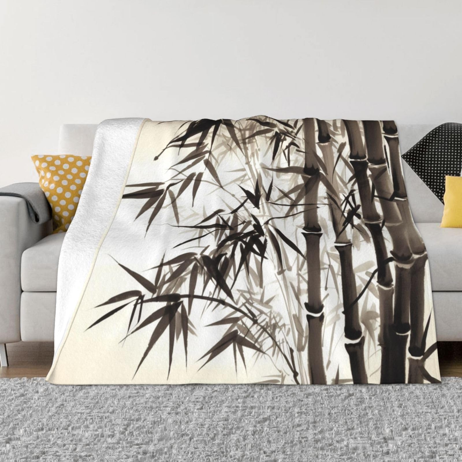 Couverture en micro polaire calligraphie 152x127 cm plaid chaud et doux pour lit et canapé
