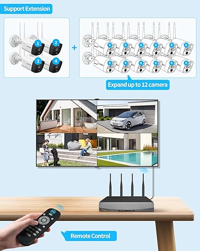 Miniatura 5 de (5.5MP y audio de 2 vías) Detección PIR 3K 1944P Antenas duales mejoran WiFi Sistema de cámara inalámbrica de seguridad para el hogar