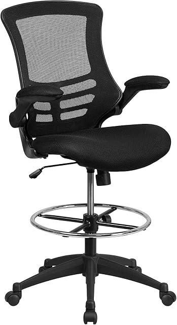 Flash Furniture Office Chair, Ergonomic Office Chair with Mesh Back Support, Contoured and Height Adjustable Seat and Tilt Lock Lever, Black