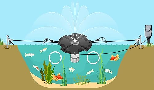 Miniatura 7 de HQUA -FS02 Fuente flotante grande de 110 V 14 HP OD  de 32 pulgadas con bomba de fuente de 9000 GPH cable de alimentación de 100 pies patrón clásico