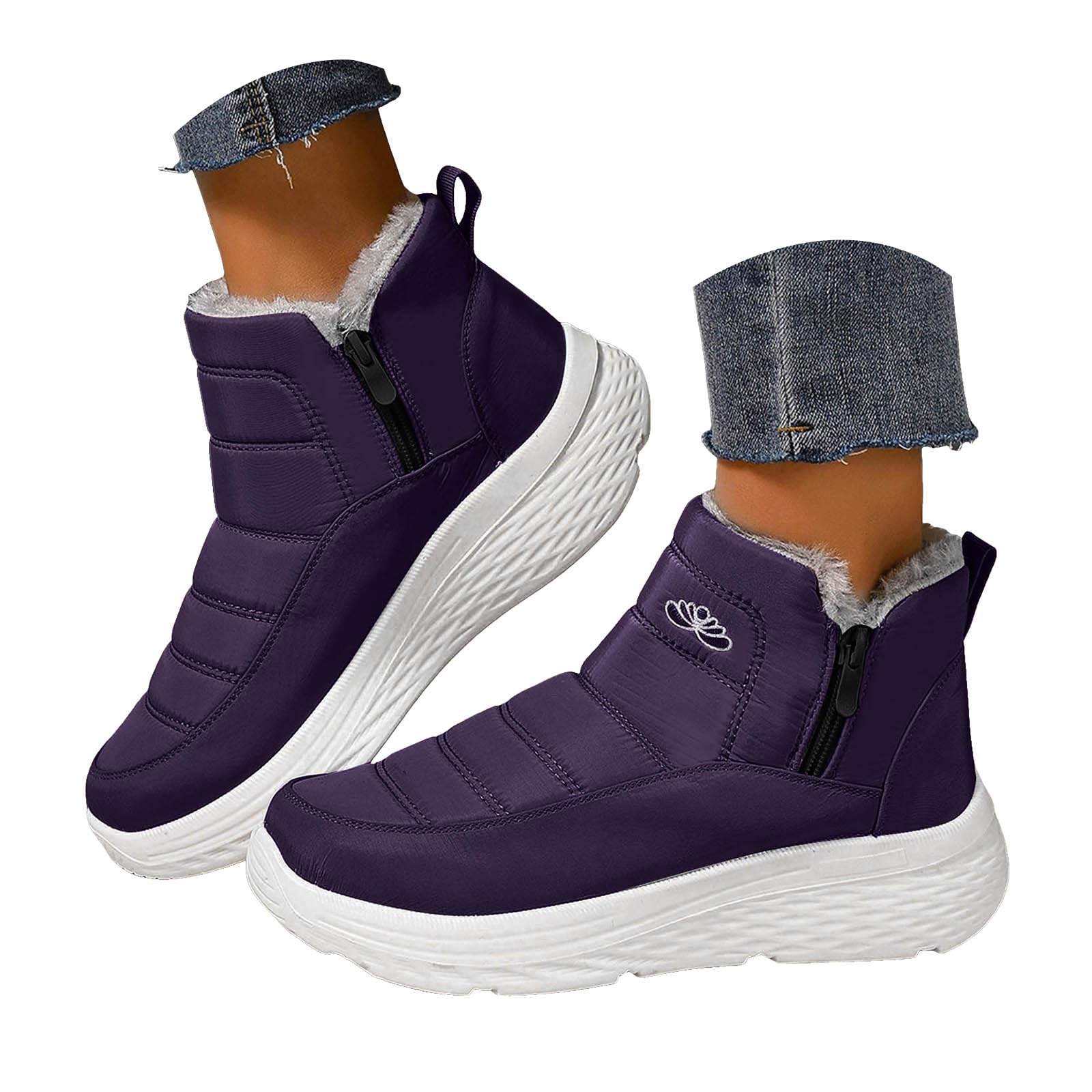 Winter Snow Boots for Women Warm Plush Lined Slip On Ankle Booties Comfortable Outdoor Walking Hiking Boots Womens