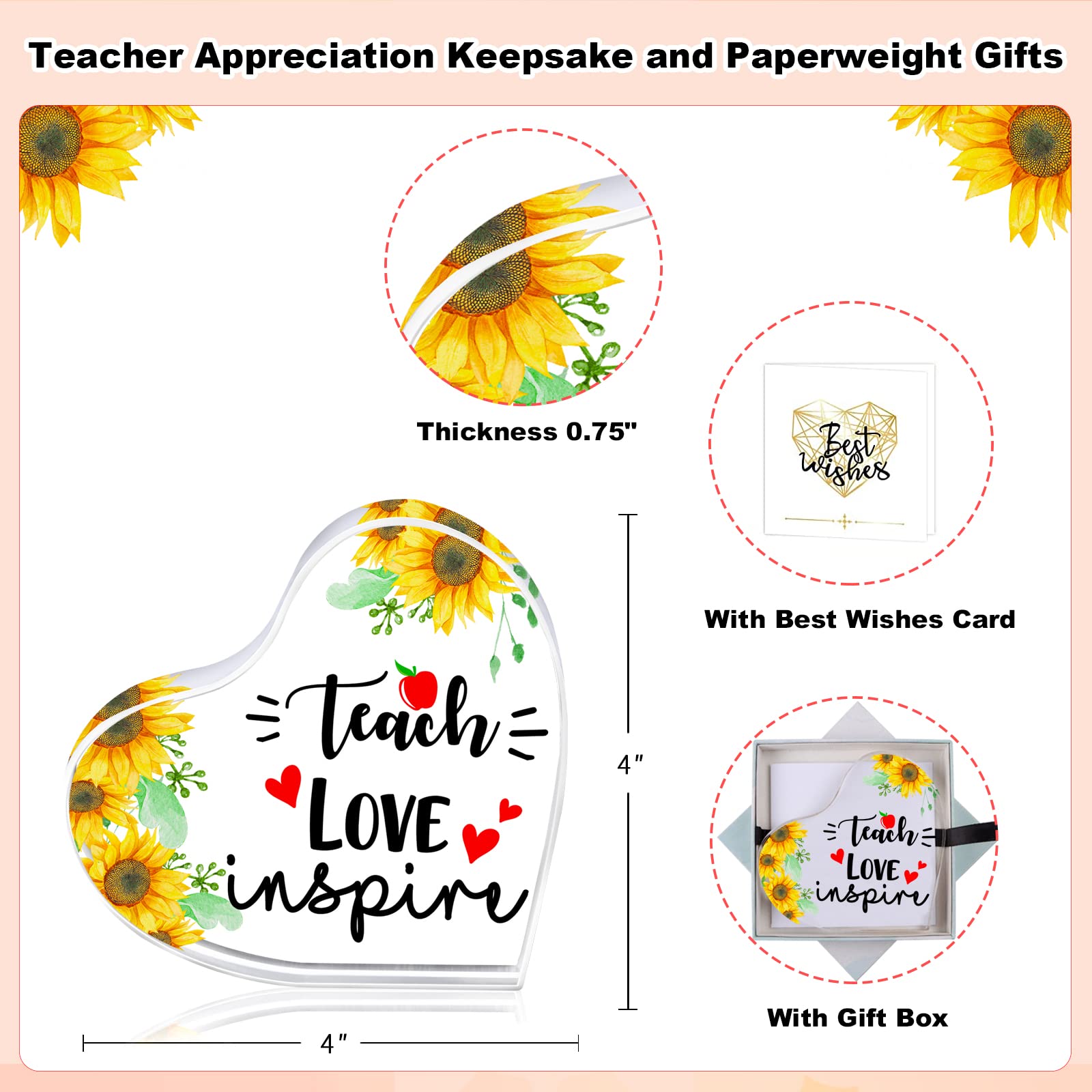 Regalo Di Ringraziamento Per Insegnanti In Acrilico Con Frasi Di Gratitudine - Decorazione Da Scrivania Per Studenti, Maestre E Professori - 2