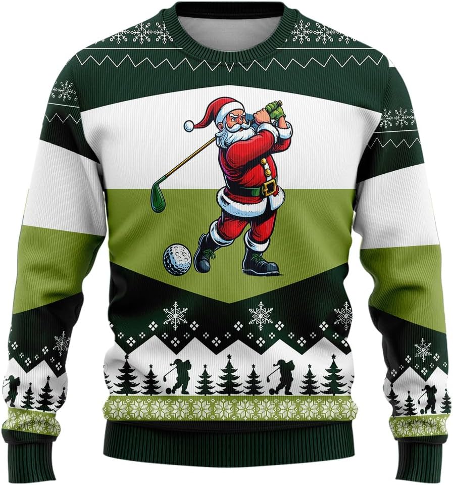 Sports Ugly Christmas Sweatshirt for Women, 3D Santa Sweater Mens Funny Xmas Shirts (HN-SW07)