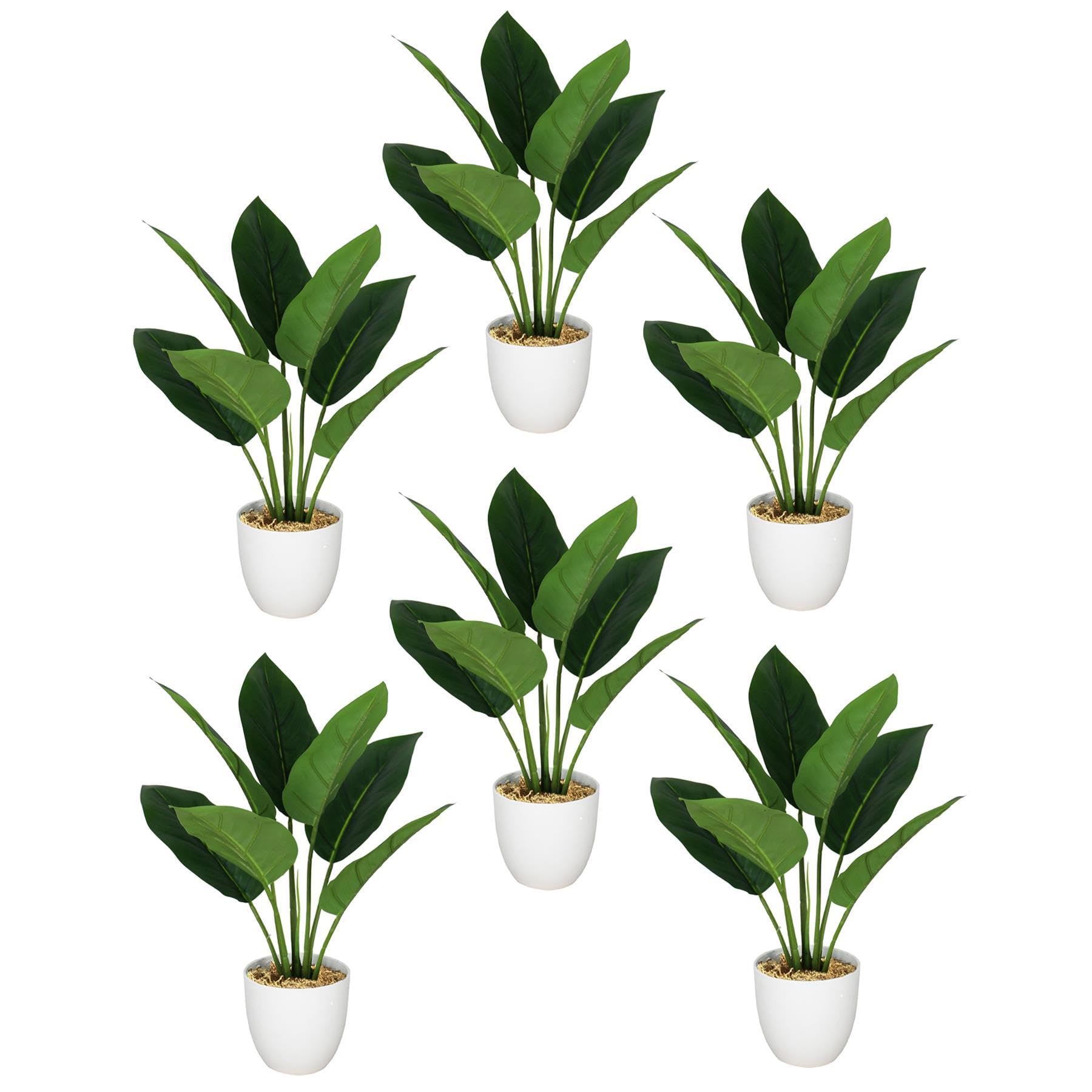 Leaf Pack of 6 x Realistic Artificial Potted Foliage Plants