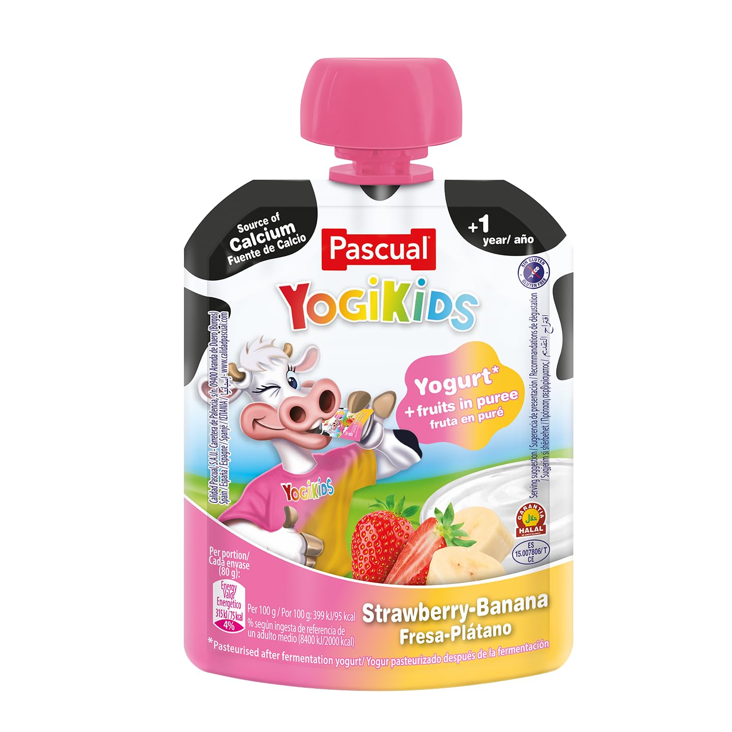 Yogur Pascual Yogikids De Fresa-Plátano Para Llevar Caja De 24 Unidades De 80G