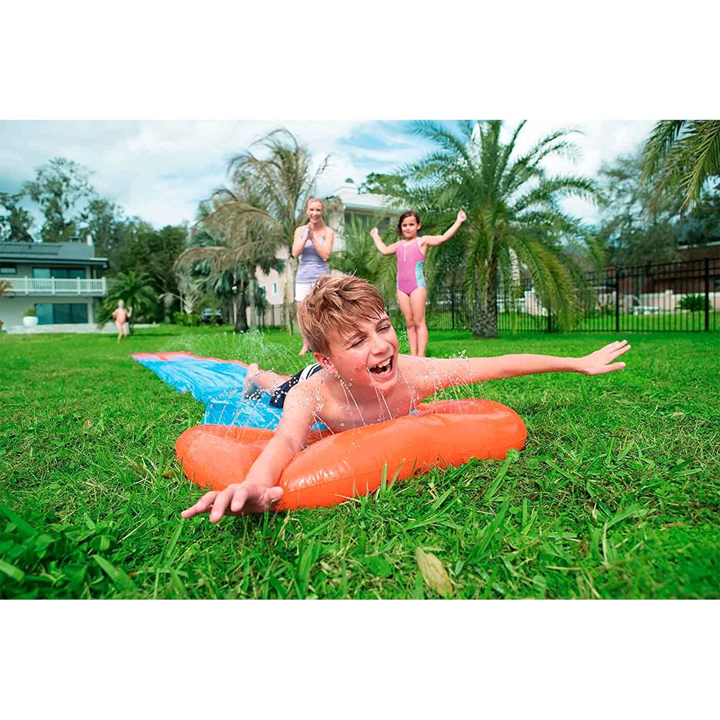 Acan Tradineur - Pista Deslizante Hinchable Individual con rociadores de Agua, tobogán resbaladizo de PVC para Carreras, jardín, Aire Libre, 488 cm