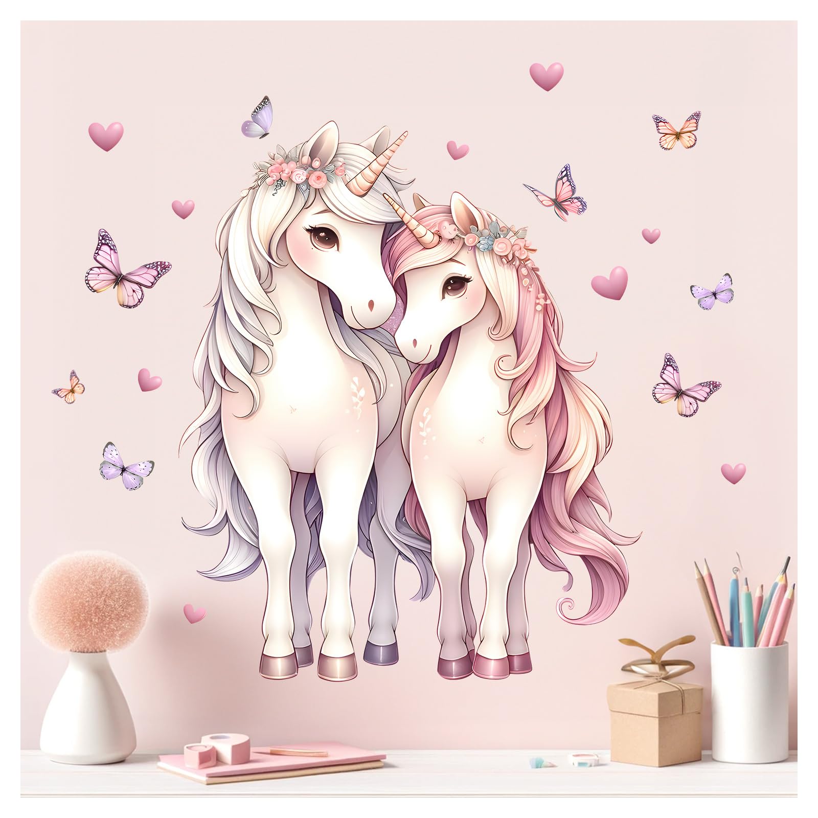 Little Deco Wandtattoo Pferde mit Schmetterlingen DL5040 XL