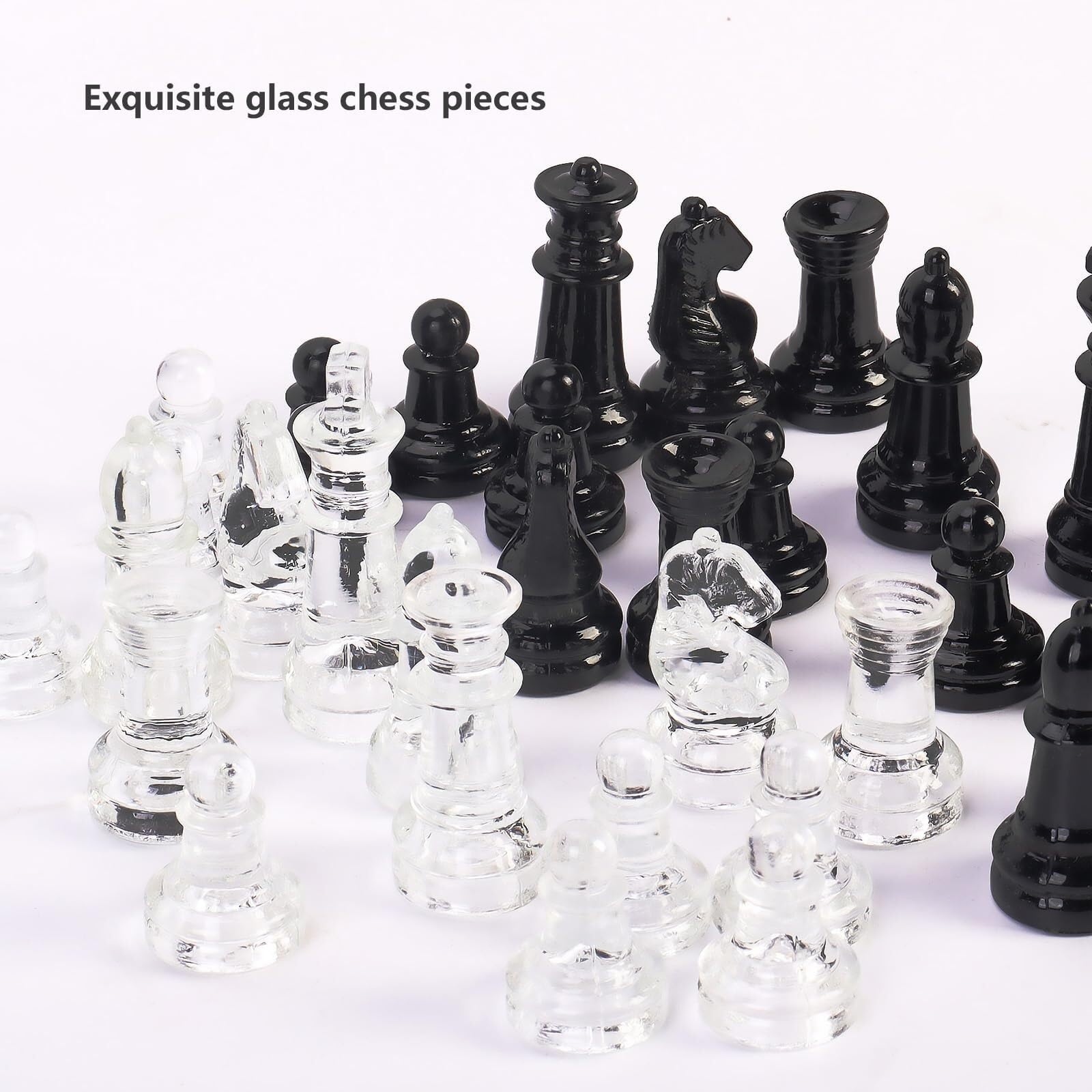 Juego de ajedrez de Cristal Blanco y Negro Juego 2 Extra Ajedrez