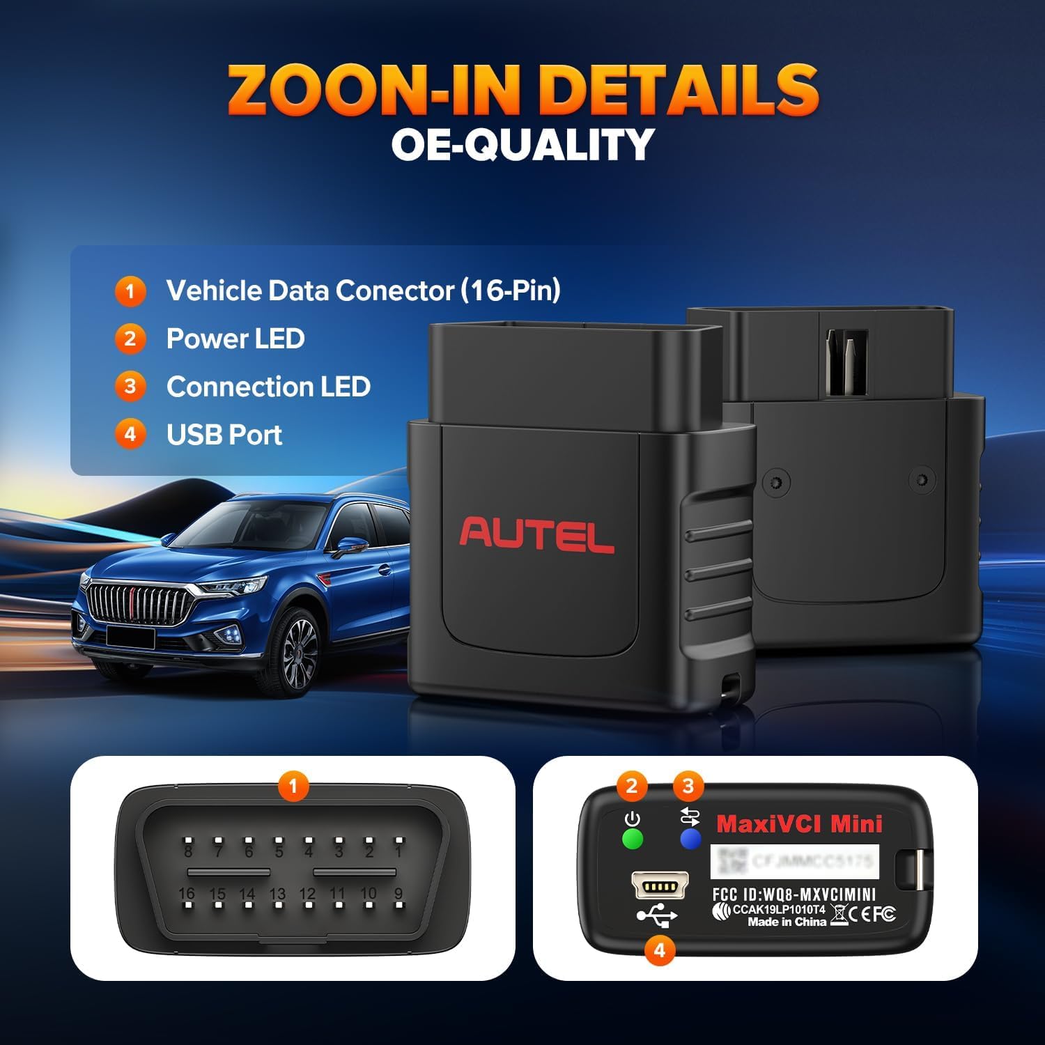 Autel MaxiVCI VCI Mini Interfaz Diagnóstico Inalámbrico, Dongle Inalámbrico Vehículo Más Nuevo 2025, Funciona con Autel MaxiCOM MK808BT Pro MP808BT Pro MK808S-TS MX808S-TS MP808S-TS MK808TS MP808TS