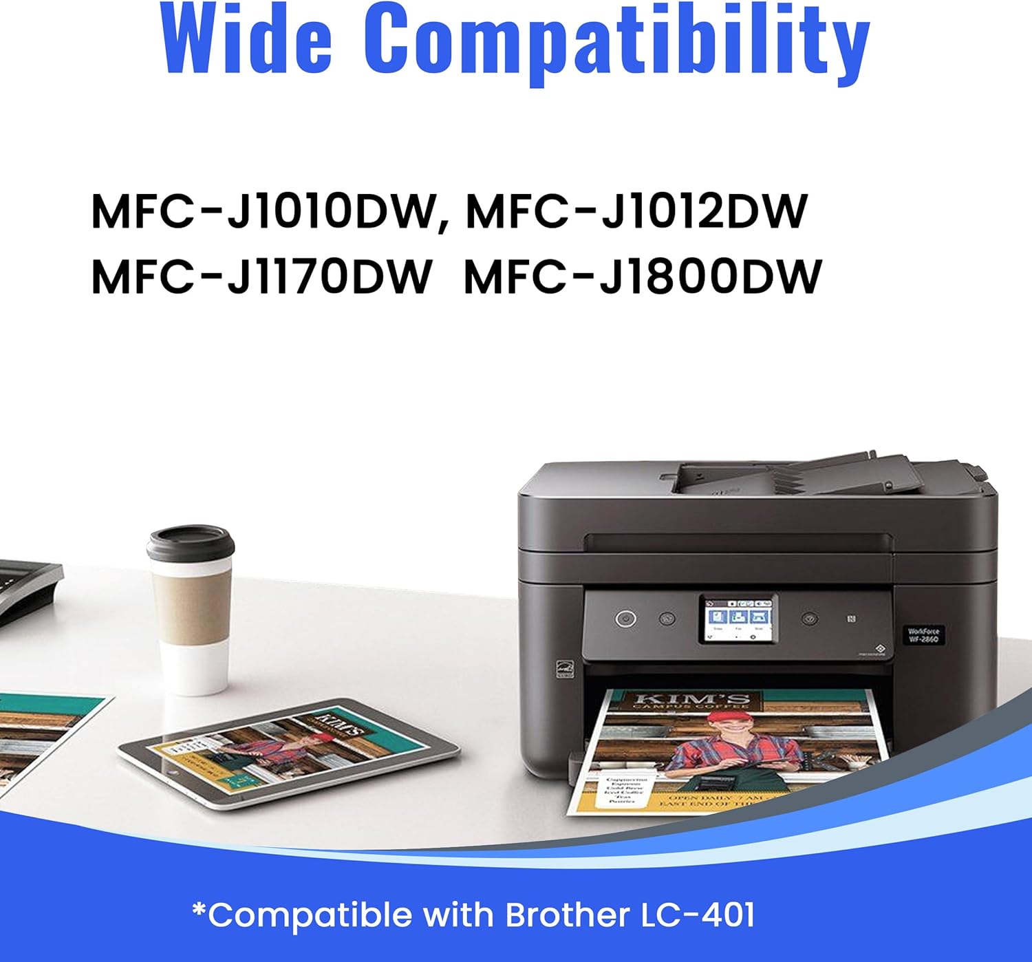 6-Pack LC-401 Color Ink Cartridges Replacement for Brother LC-401XL LC401 Multipack, Compatible with MFC-J1010DW, MFC-J1012DW, MFC-J1170DW MFC-J1800DW