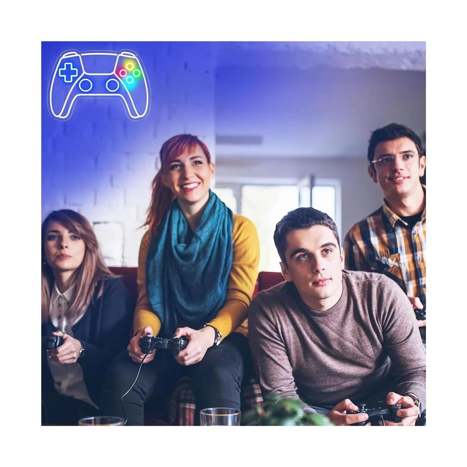 Décor Mural Lumière Gamer Néon Signe Jeux Manette Lumière LED Variable Pour Chambre Internet Café Fête Décor Pour Gamer 35cmх24.1cm(UNE)