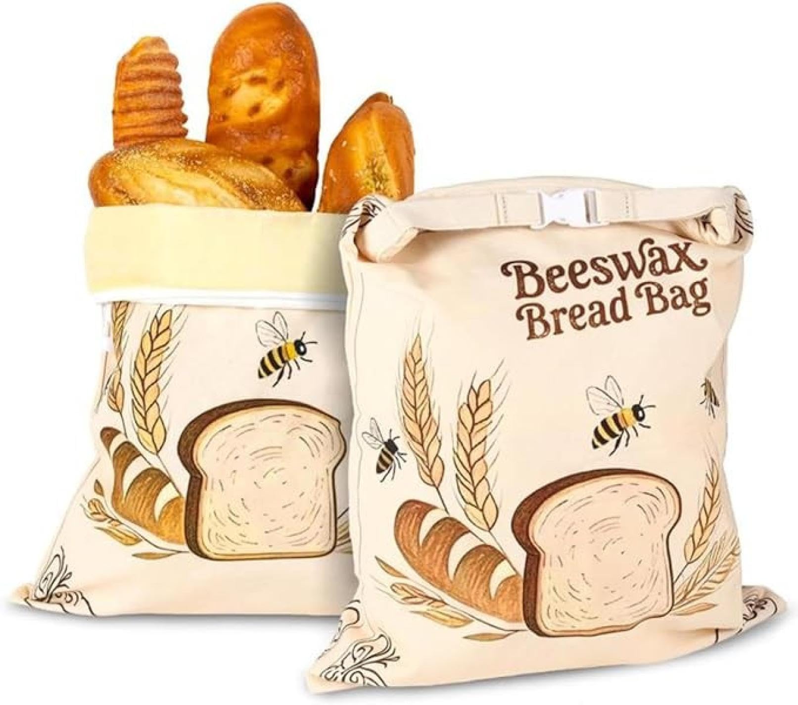 Bienenwachs-Brotbeutel für selbstgemachtes Brot, wiederverwendbare Bienenwachsbeutel für Sauerteig, gewachste Baumwollbeutel mit versiegeltem Reißverschluss, Lebensmittelaufbewahrungsbeutel für