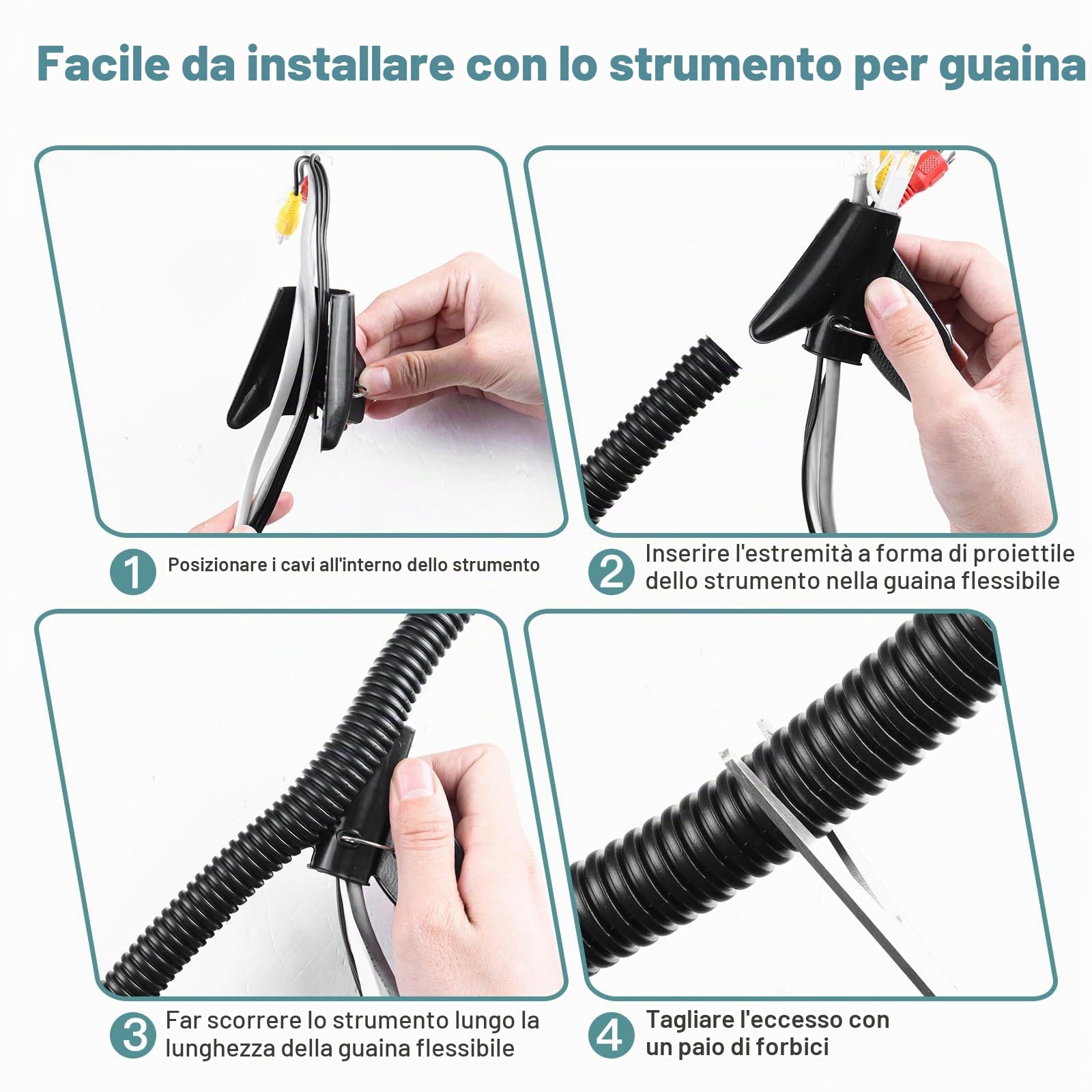 Guaina per Cavi Elettrici, Tubo Corrugato Flessibile, Tubo Guaina Isolante Protettivo Cavo Filo per la Gestione di TV, Computer, Case, Uffici e Giardini. Protezione Anti-Morso per Cani e Gatti