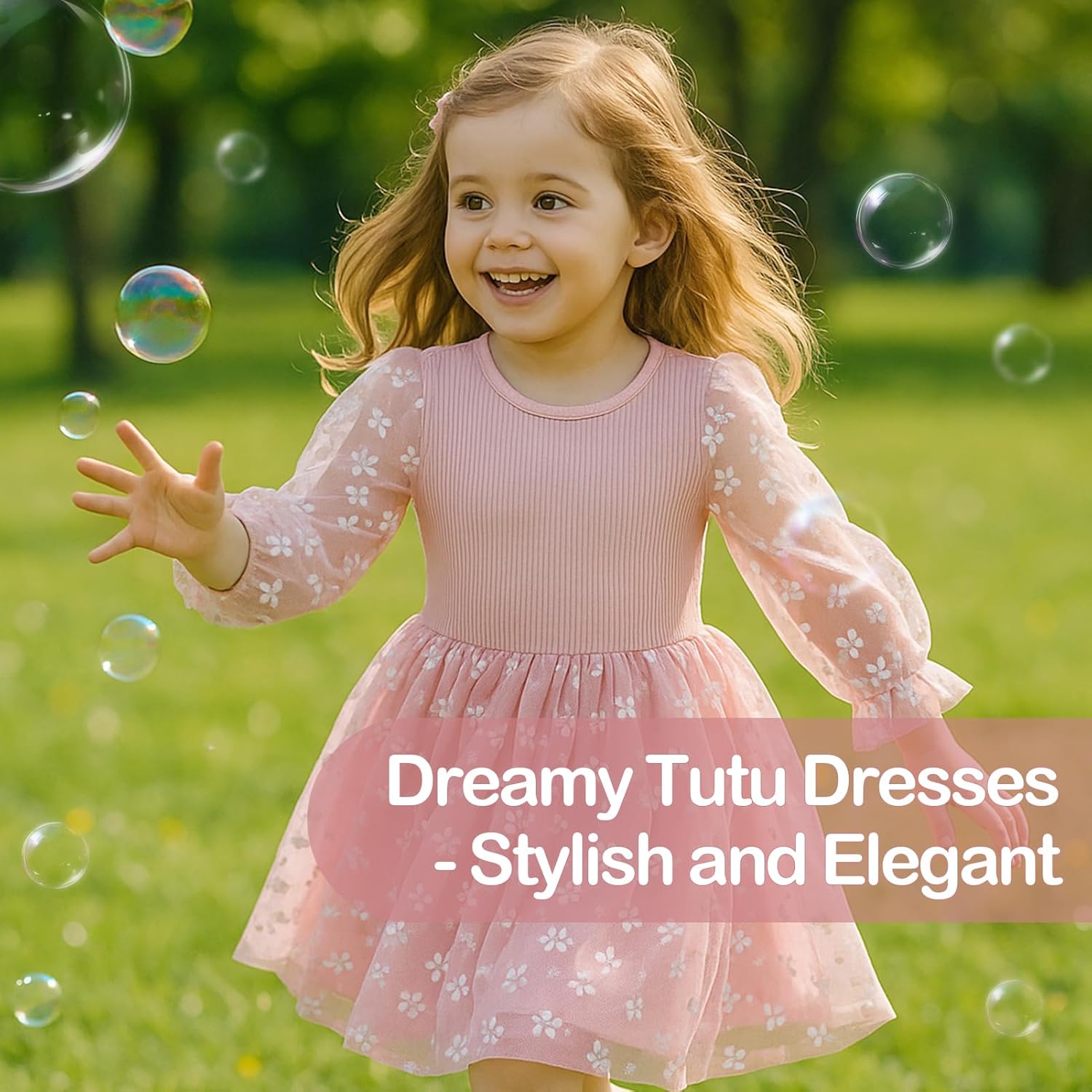 BEARAE Toddler Girl Tulle Dress, Long Sleeve Tutu Tulle Dresses for Toddler Girls, Girls Princess Dress for Girl 2-7Y - Image 6