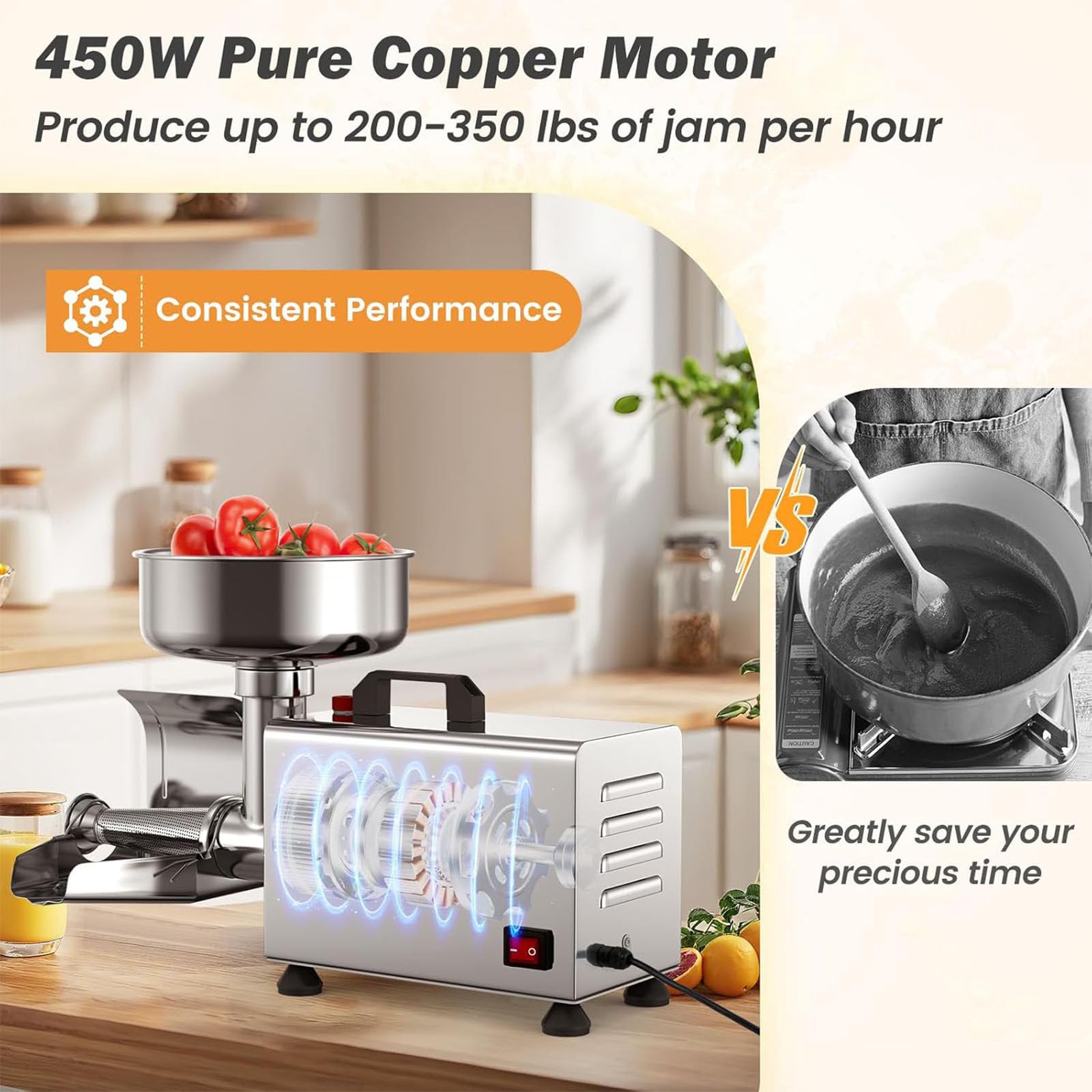 Presse Tomate Electrique,Machine à Sauce,70-150 Kg/H, pour Confitures Maison,Compotes De Pommes,Purées,220v