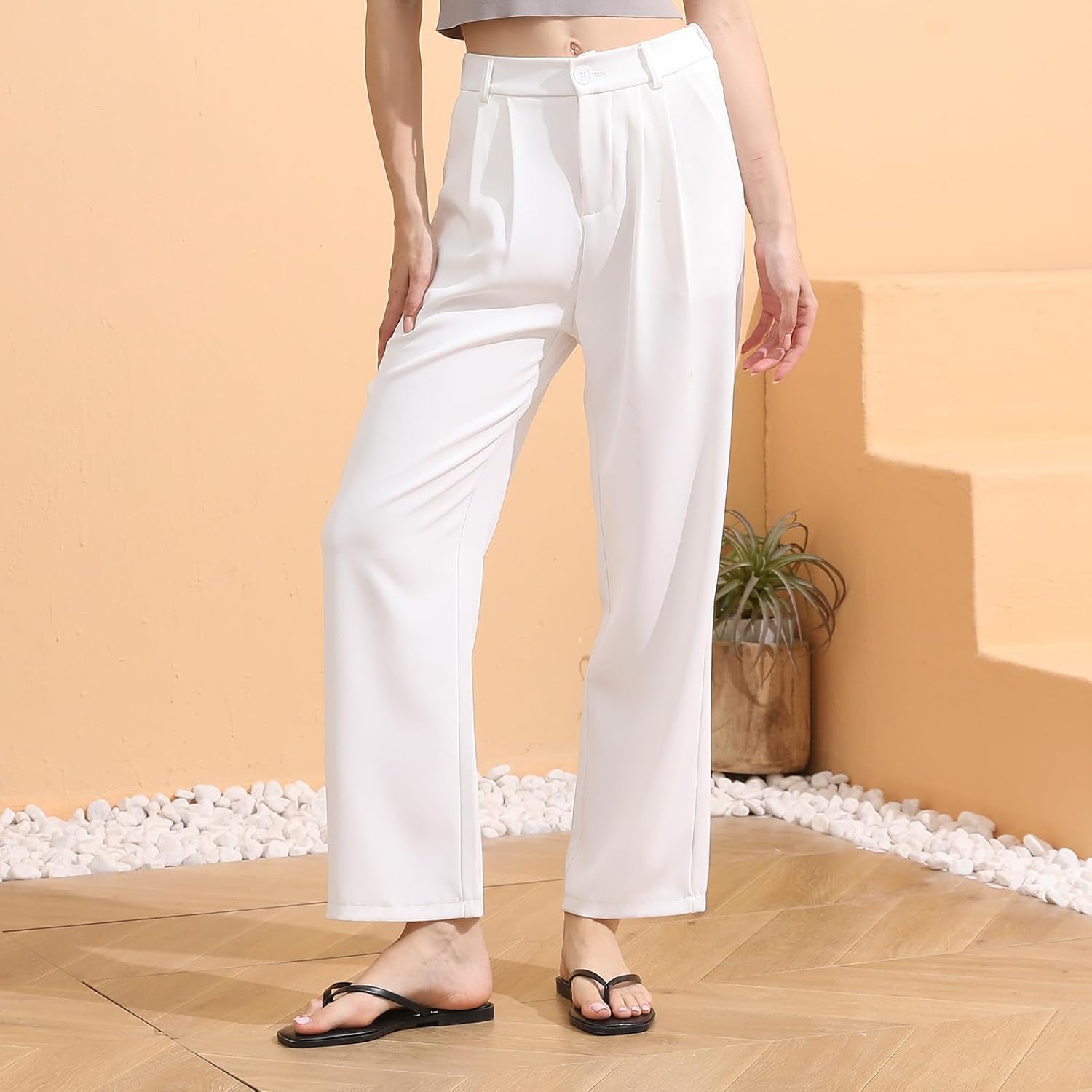 Flip Flops for Women Square Toe Flat Sandals for Women Comfortable Thong Sandals Vegan Leather Flip Flops Lightweight Summer Beach Sandals Dressy Vacation Essentials Slides - Image 3