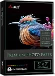 A-SUB Premium Photo Paper Satin 5x7 Inch 72lb for Inkjet Printers 50 Sheets, Single Sided