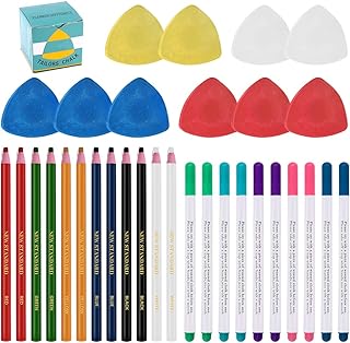 Swpeet 32Pcs Professional Sewing Tools Kit, Including 10Pcs Professional Tailor's Chalk and 12Pcs Sewing Mark Pencil with ...