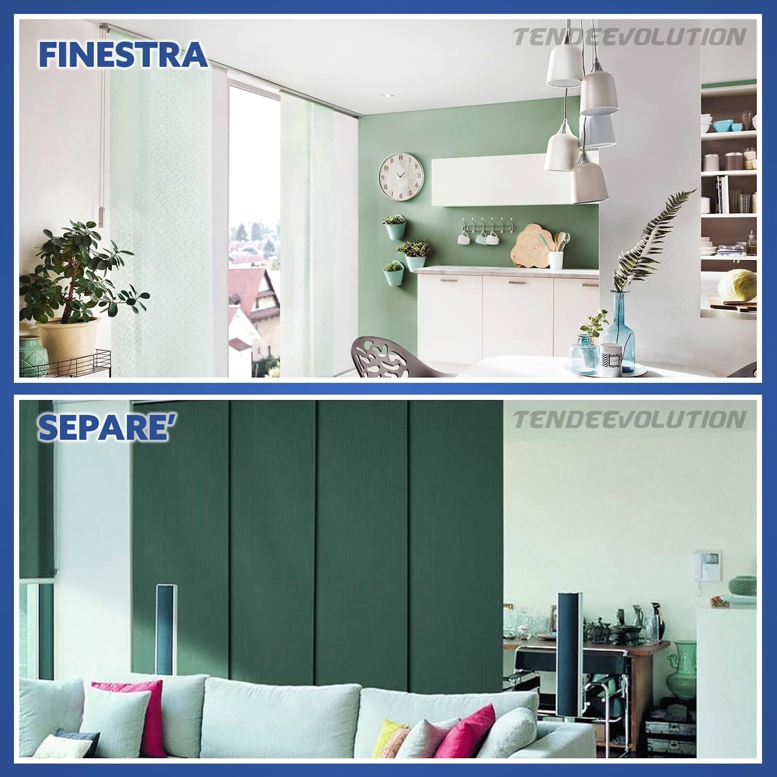Bastone per Tenda a Pannello con Binario a 5 Vie, Personalizzabile Su Misura, a Corda o Manuale, Binario Tende a Pannello per Interni, Finestre, Porte o Separè, Attacco a Soffitto o Parete (330 CM)