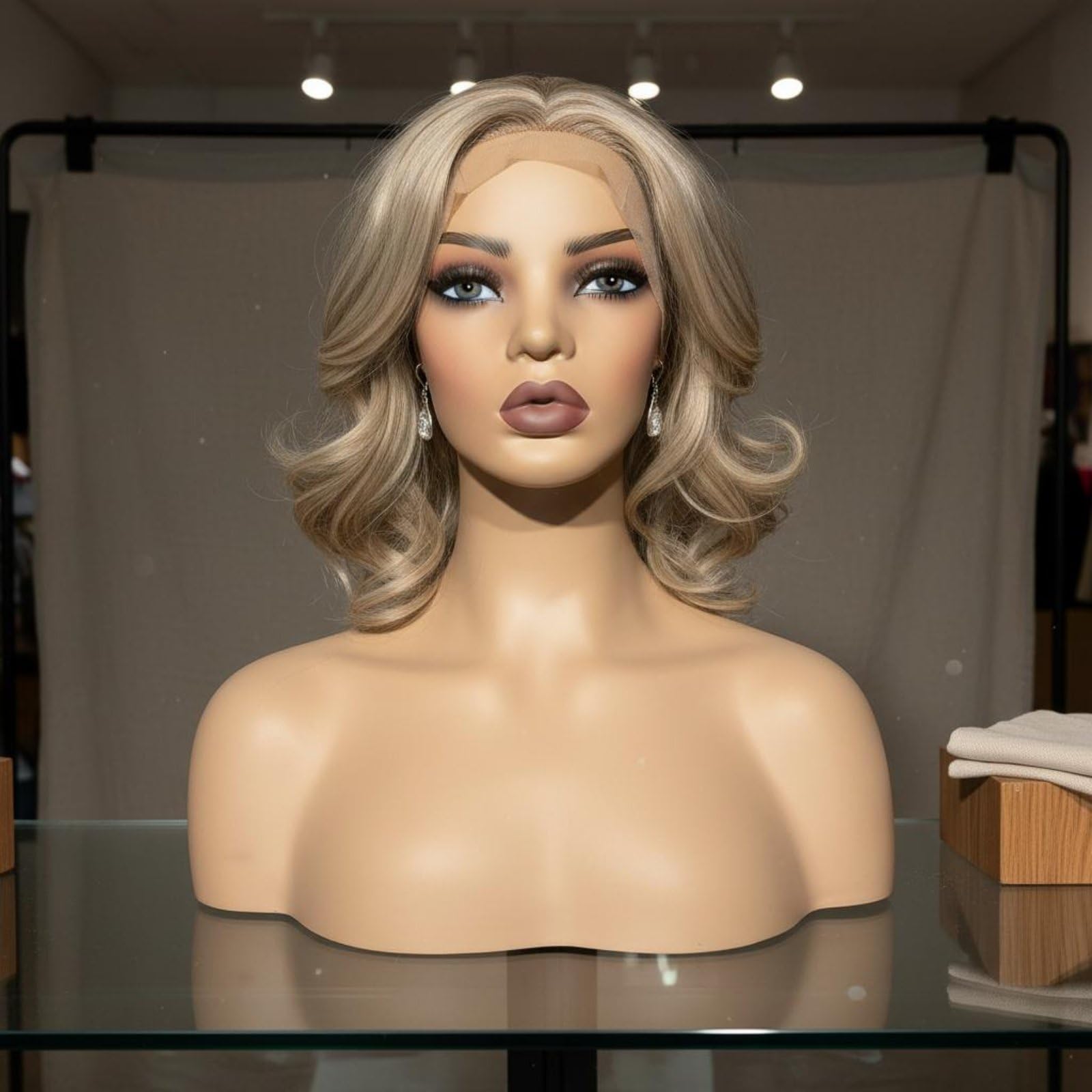 Testa Manichino Donna Testa Manichino Busto Espositore Supporto Parrucca Spalle Larghe PVC con Stabilità per Posa Foto Allestimenti Negozio Laboratori