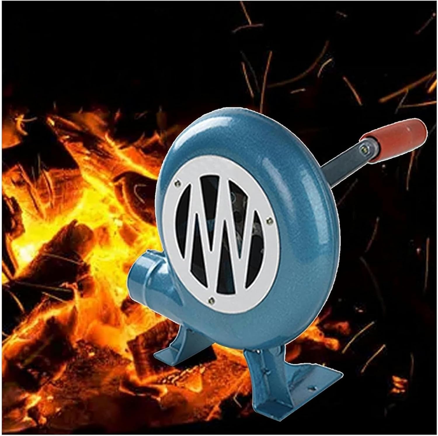 Outdoor Cooking BBQ Fan Air Blower, Hand Crank Blacksmith Forge Blower, Iron Gear Popcorn Fan with Hand Crank Tool, Starter Flame Exciter, Barbecue Fire Bellows for Picnic Camping Stove(200W)