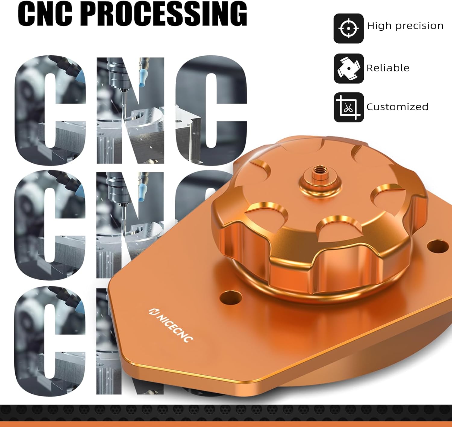 NICECNC Fuel Filler Neck Gas Tank Cap Kit Compatible with 690 Enduro/R & SMC/R 2019-2023, Fuel Filler Kit with Stainless Steel Tethering Lanyard, Fuel Neck Cap Cover, Orange