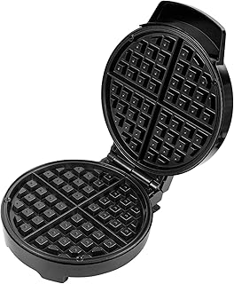 Vencier Electric Waffle Maker - Single Round, Non-Stick Iron with Temperature Control for Belgian & American Style Waffles-1000W