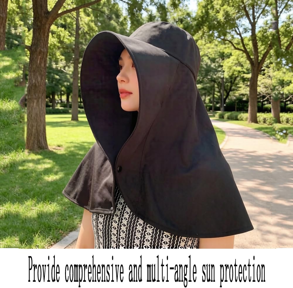 Women Summer Sun Hats Wide Brim UV Protection Sun Hat Beach Packable Visor Hats Face Neck Flap Cover Folding Hat