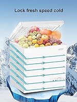 Vista 3 de Chest Freezer KRIB BLING - Termostato ajustable compacto con cesta de almacenamiento extraíble para casa, cocina, garaje, sótano