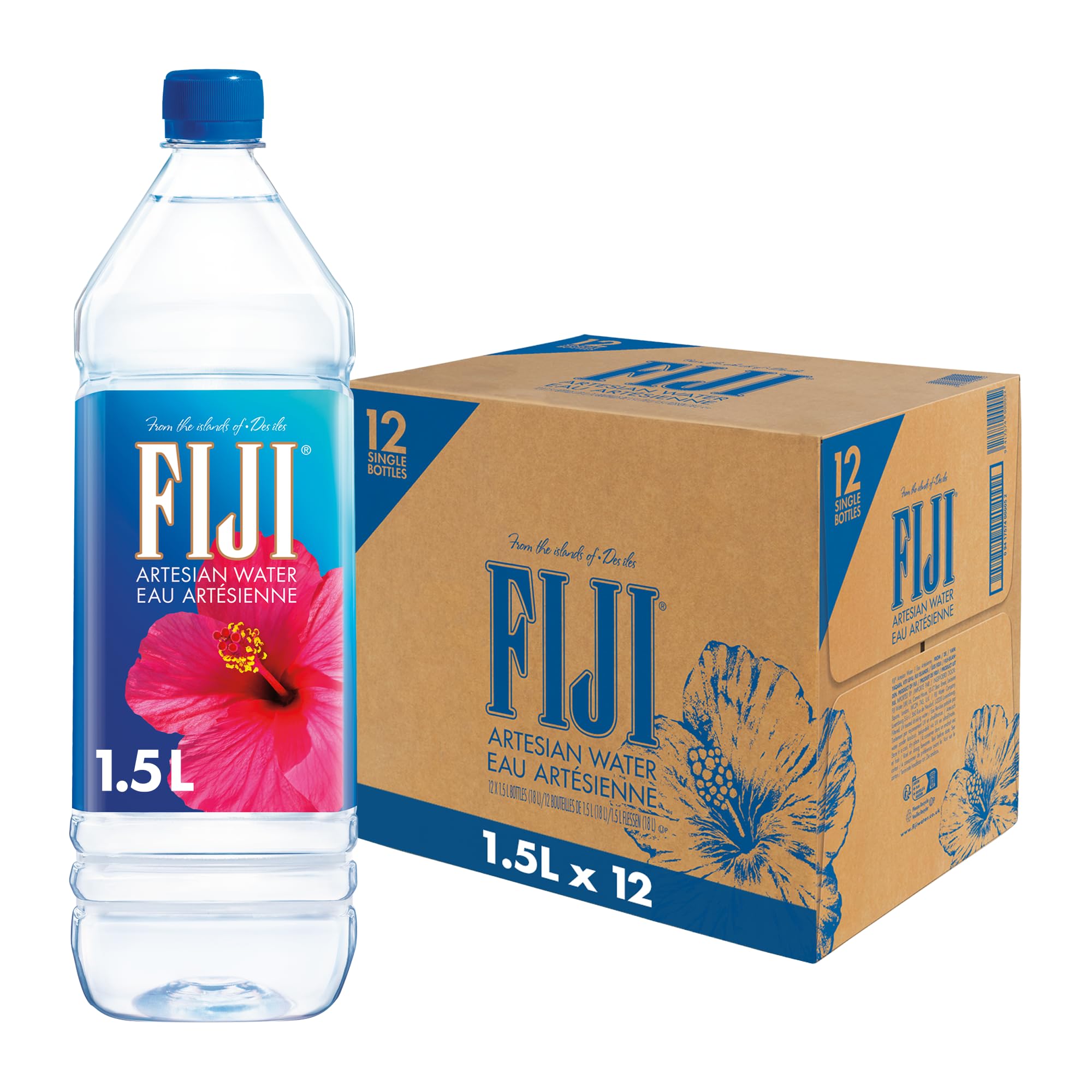 FIJINatural Artesian Bottled Water 1.5 Liters / 50.7 Fl Ounce (Pack of 12) - 100% Natural Electrolytes
