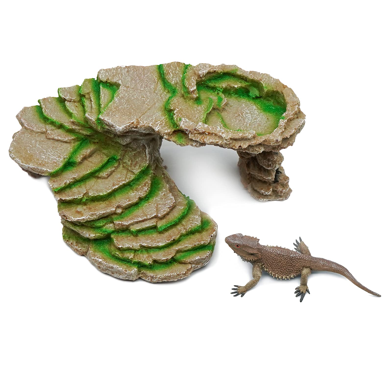 Abri pour Tortue Terrasse Trou de Tortue Peau Decoration Aquarium Cachette Reptile ​RéSine Bronzage Rock Barbu Dragon Accessoires Reptile DéCoration