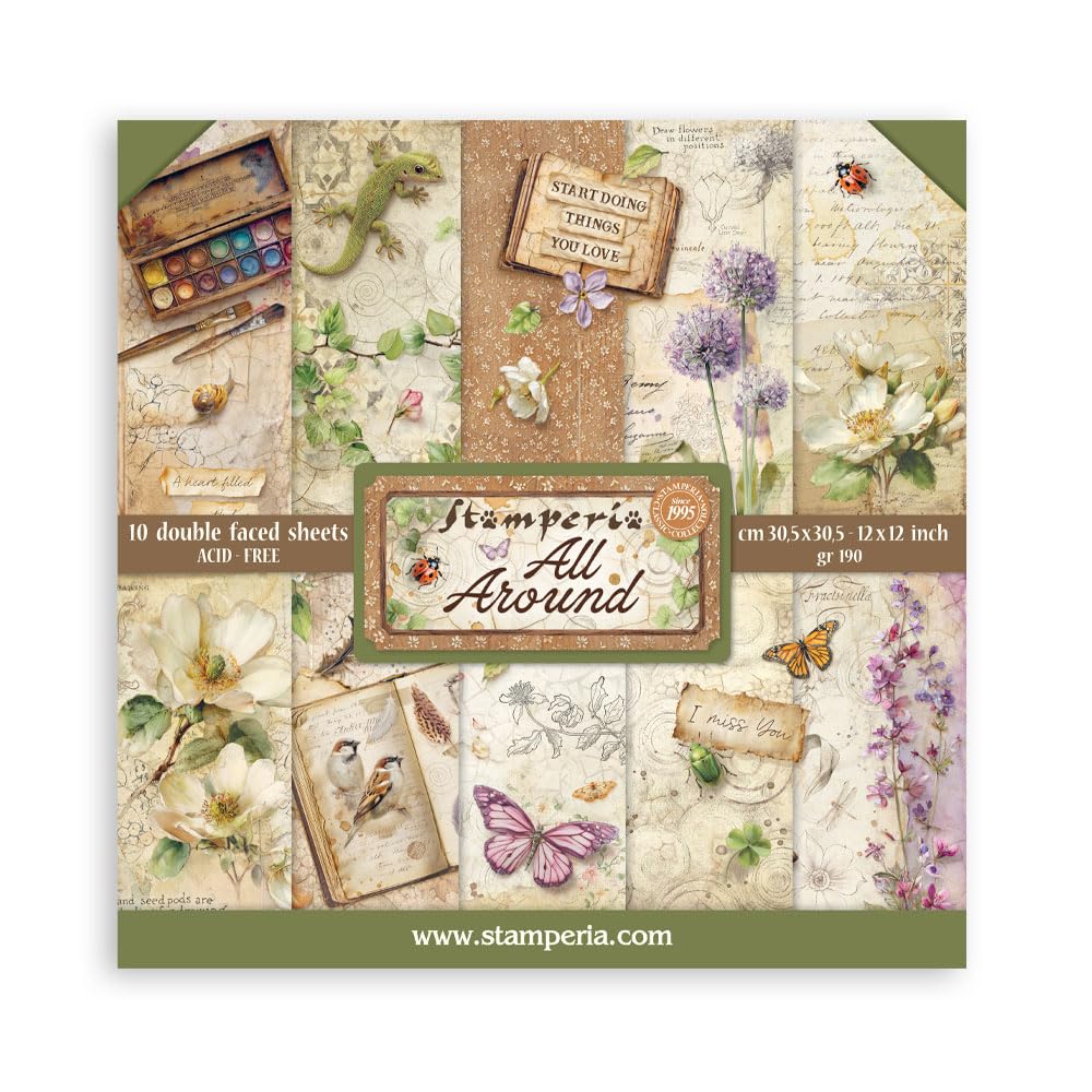 Stamperia 12x12 Scrapbooking Pad – All Around (Double-Sided) | SBBL187