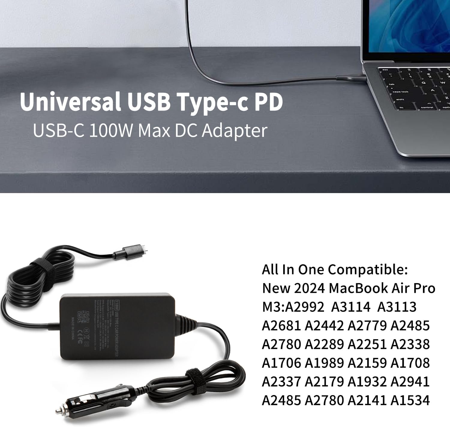 HSXIRQA 12V/24V 100W Car Laptop Charger USB C for Lenovo Thinkpad MacBook HP Dell Acer Asus,Google,MSI, LG, Samsung,Huawei,Surface pro 9 8, Razer, Chromebook, ROG Ally, Steam Deck All Type-C Devices - Image 7