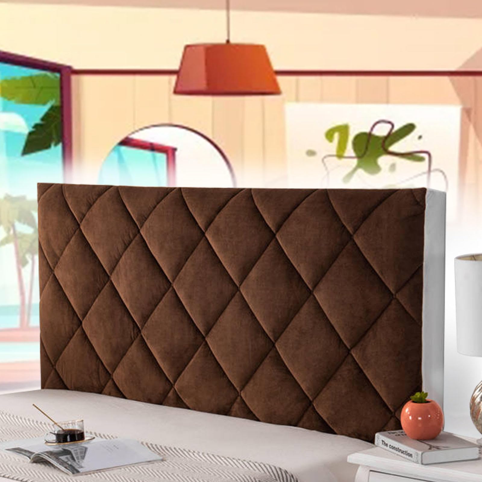 Fodera Copri Testiera del Letto Matrimoniale Copri Testata Letto Singolo Imbottita Copertura Fodera Schienale del Comodino Cover all-Inclusive Coperchio Europeo Cover,brown-180cm