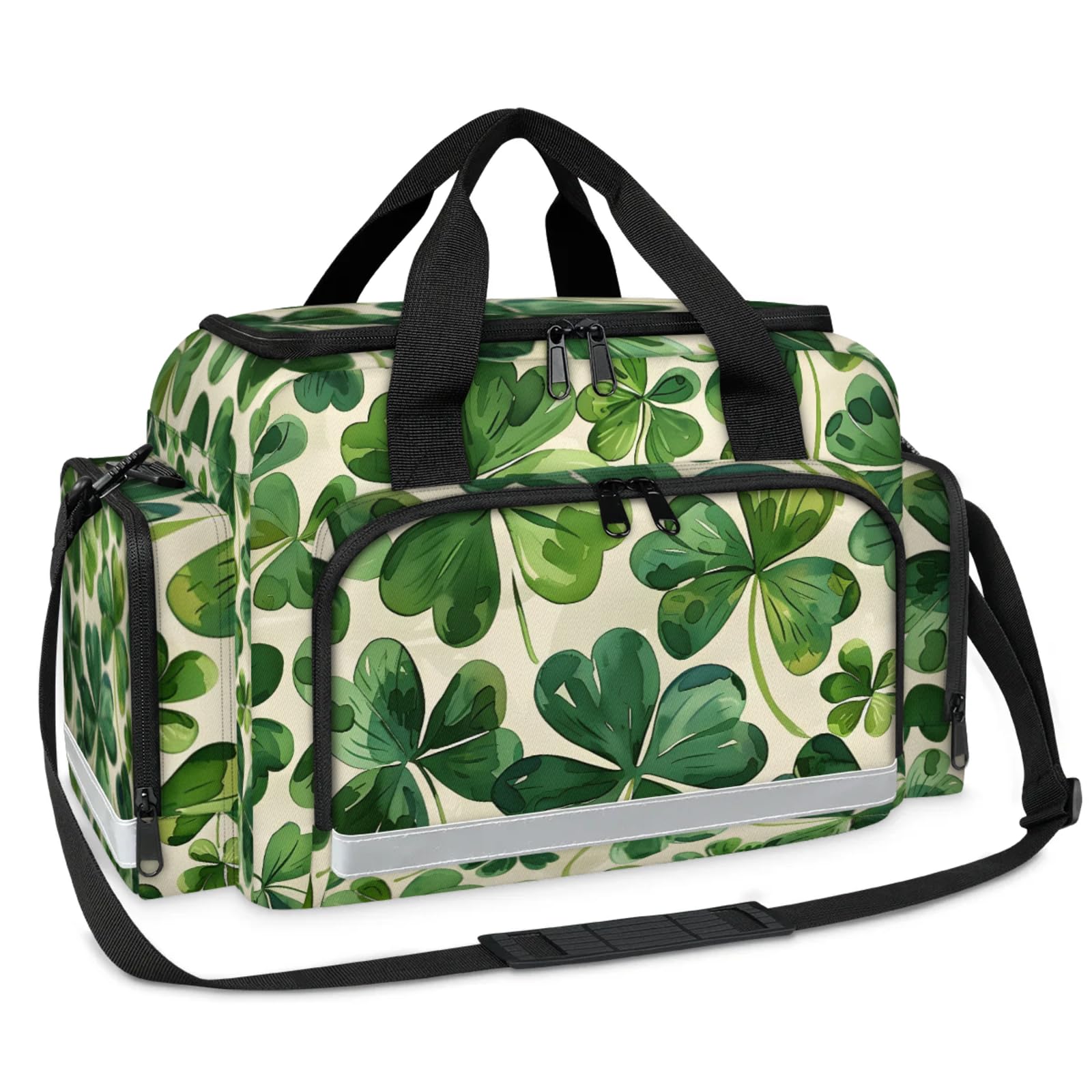 GzLeyigou First Aid Bags Empty, Plants - Clover Emergency Bag Four-Leaf Clover First Aid Kit Multiple Compartment Kit Carrier On Call Trauma Bag For Paramedics Emergency Medical Supplies Kit