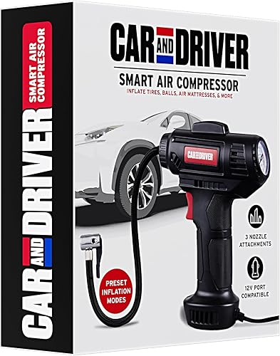 Miniatura 9 de Compresor de aire inteligente CAD-KH1001 - Inflador digital portátil de neumáticos de 12 V  PSI ajustable con apagado automático  3 accesorios de