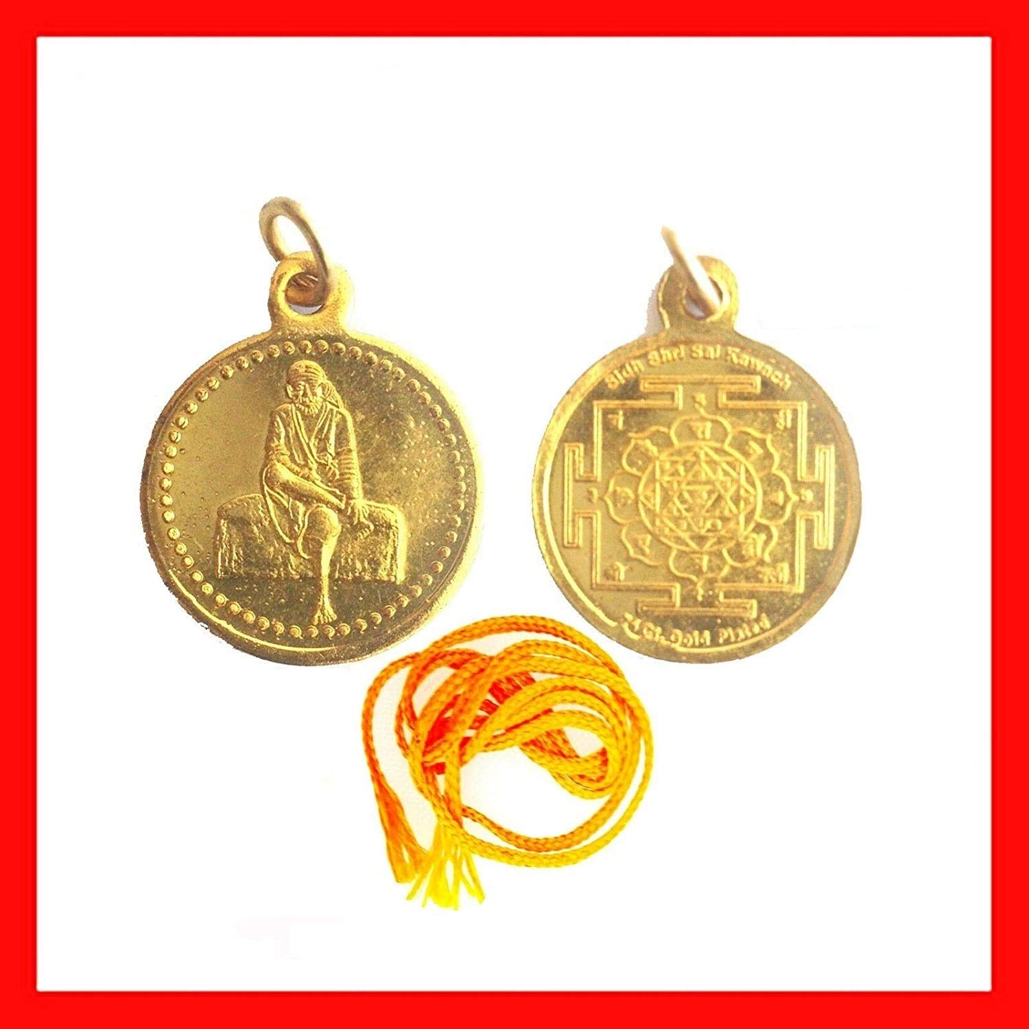 ClearZip Divya Sri Sai Baba Shirdi Sai Yantra Kavach Pendant Locket with Yellow Thread