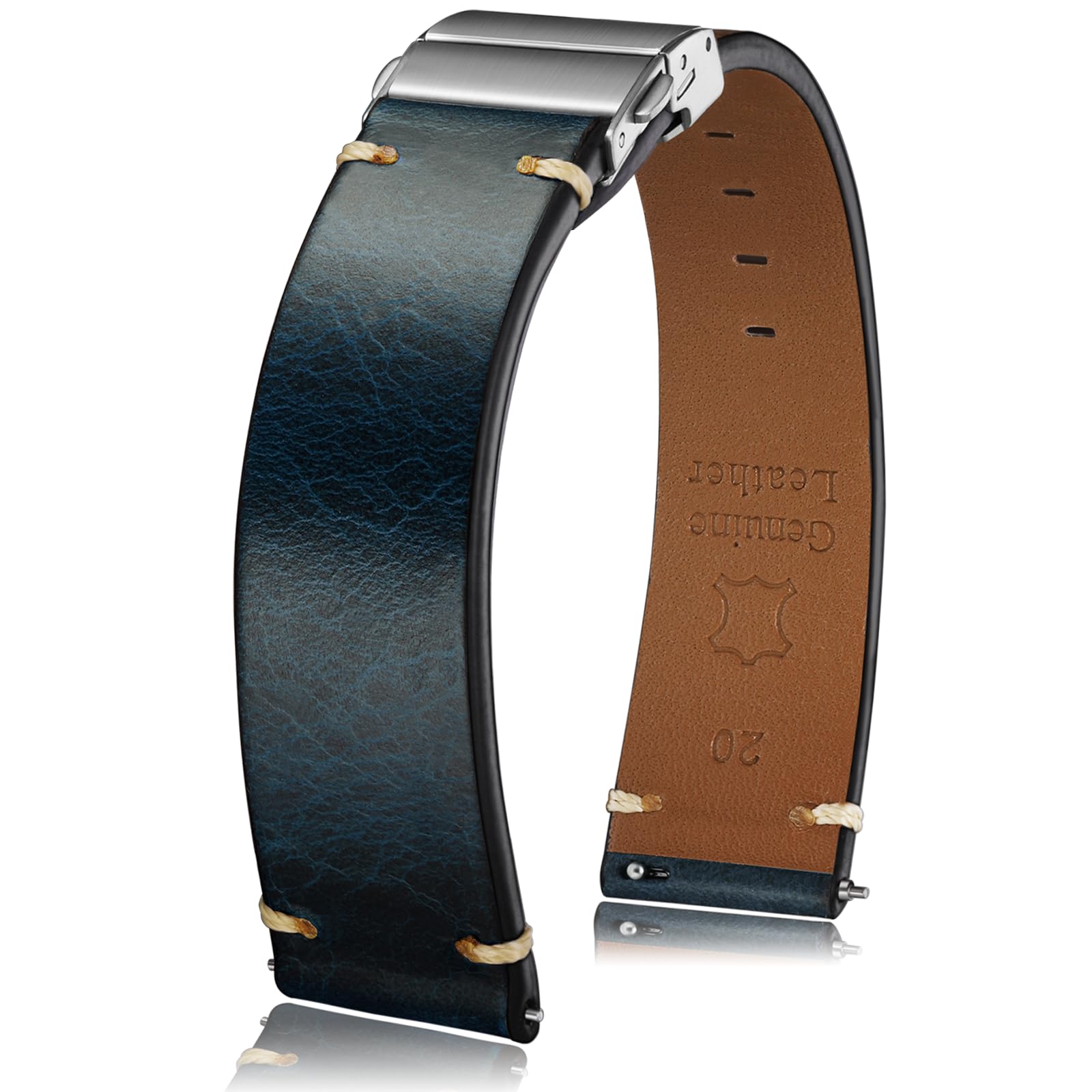 Getalia leather Watch Band Retro Oil wax Genuine Leather,18mm 19mm 20mm 21mm 22mm Quick Release Foldover Clasp Replacement Watch Straps for Men and Women