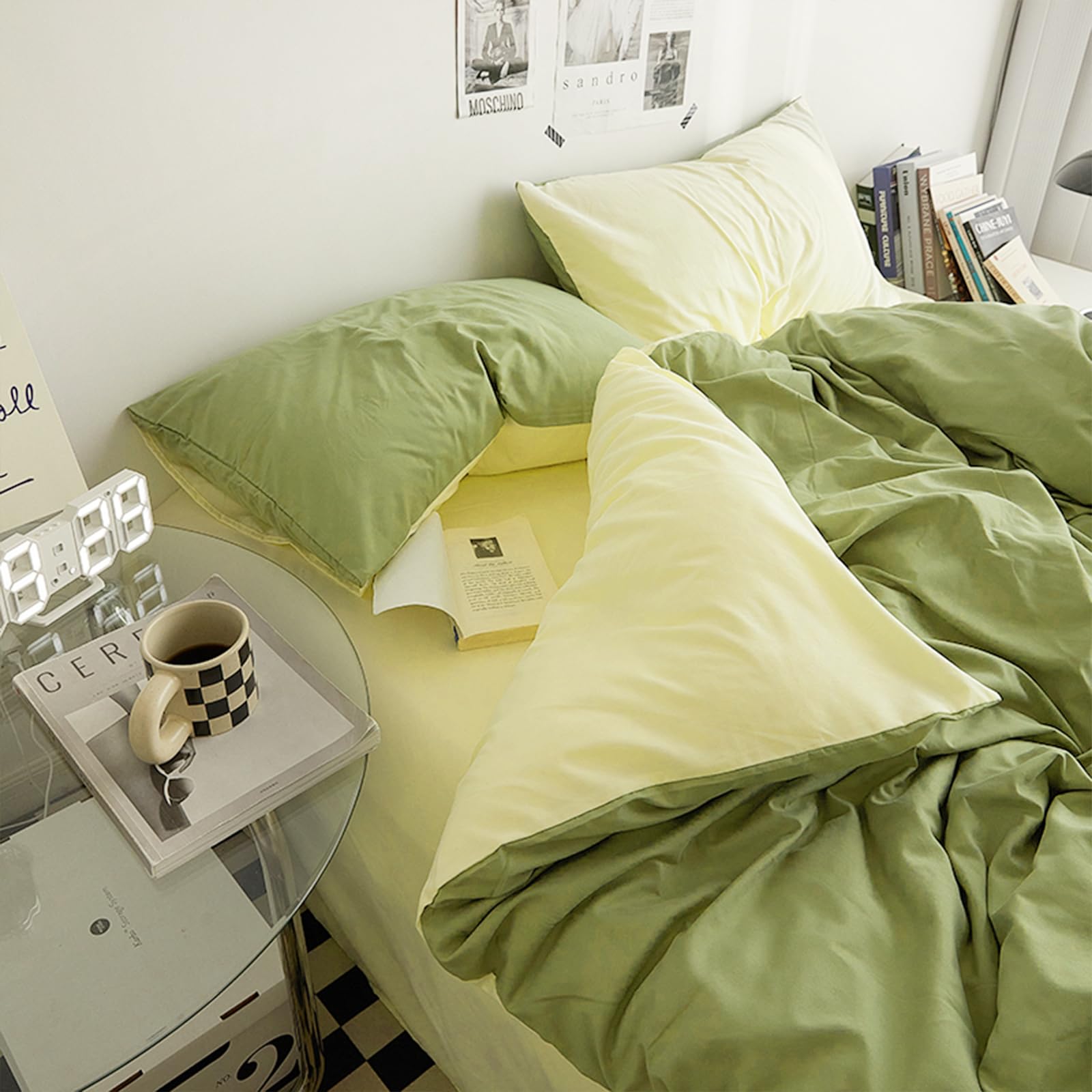 Duvet Cover Set King Size 4 Pcs, Include 1 Quilt Cover 220 x 240cm & 2 Pillow Cases 48 x 74cm & 1 Bedsheet 245 x 265cm, Super Soft Washed Cotton Bedding Set, Excluding Cotton - Matcha Orange King Size (Quilt Cover 220 x 240cm) Matcha Orange