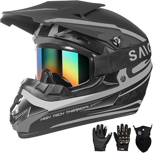 Casco de motocross para niños y jóvenes, casco para adultos de ATV y bicicleta de tierra, casco de motocicleta de cara completa para BMX de 4 ruedas