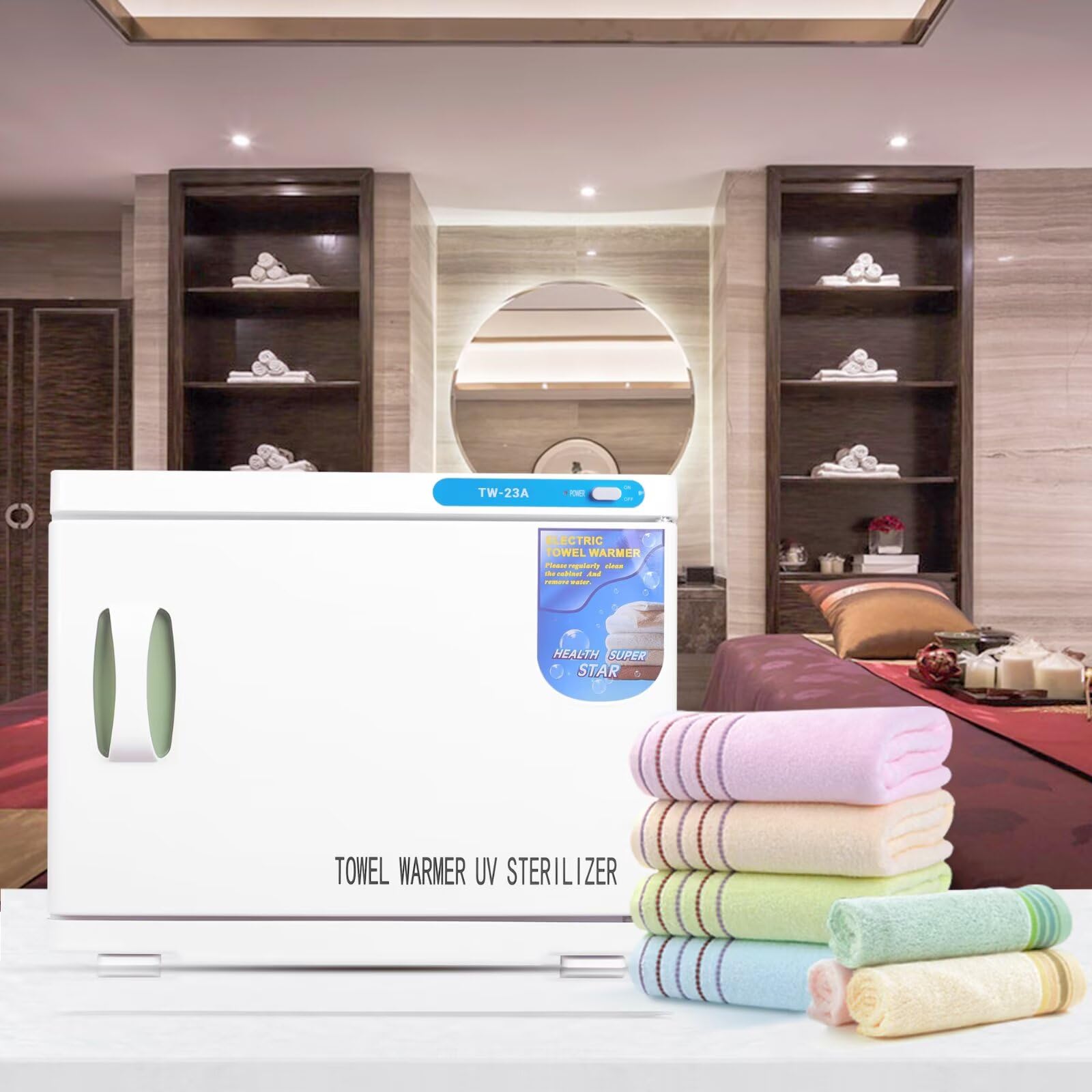 23L Handtuchwärmer Kosmetik Kompressen Towel Handtuch Wärmer | Handtuch Hot Cabinet UV-Licht Sterilisator Friseursalon Kosmetikstudio, Grosses Volumen von 23 Liter für 50 - 60 Handtücher